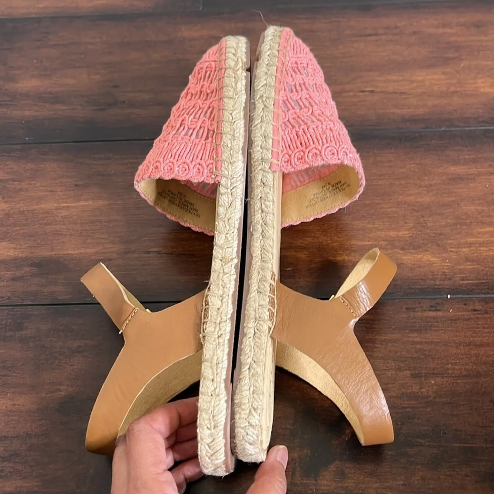Talbots‎ Women's Izzy Corded Espadrille Flats size 9.5 Ankle Leather Strap New